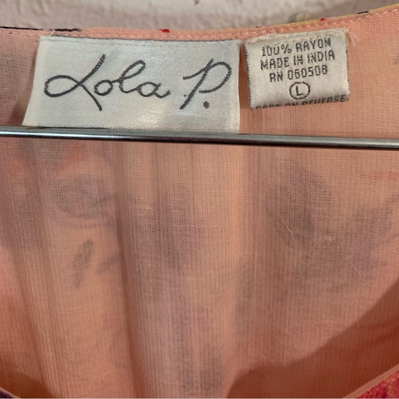 LOLA P Vintage Floral Ruffle Maxi Dress Sz L - Picture 8 of 11